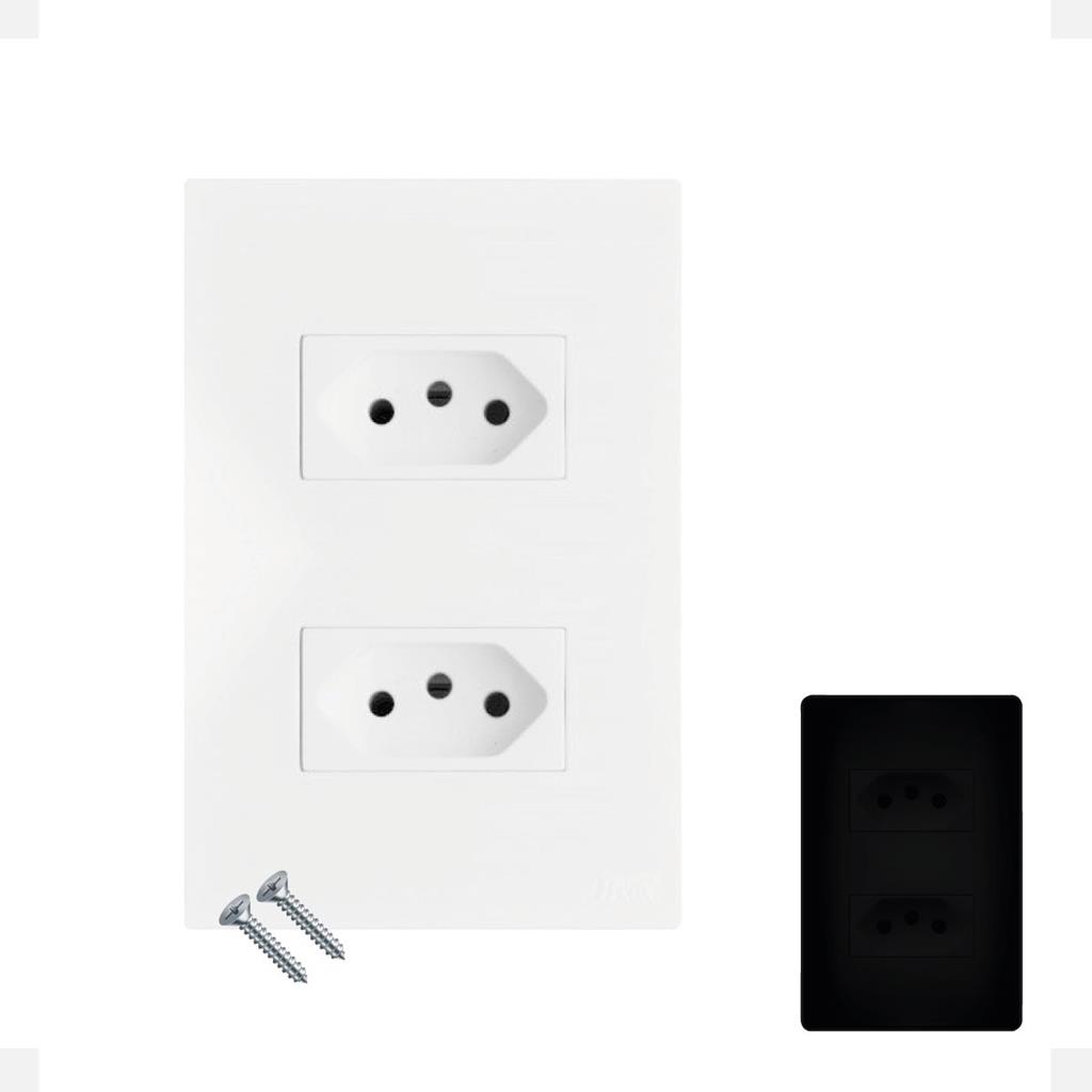 Tomada Dupla 20a 250v Fosco 4×2 Satin B.lux Recta Com Placa