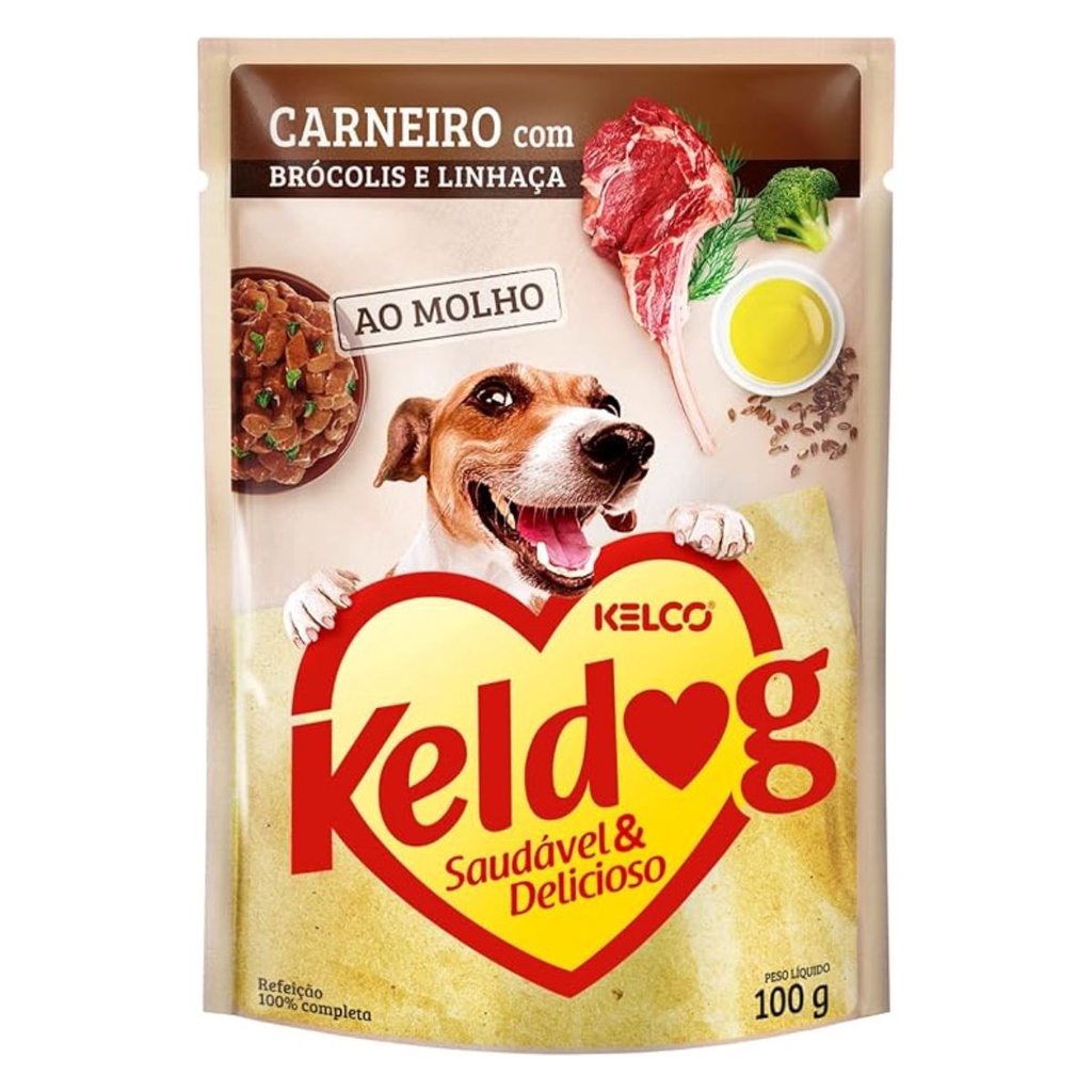 Ração Úmida para Cães Keldog Sachê Sabor Carneiro 100g Caixa com 11 unidades