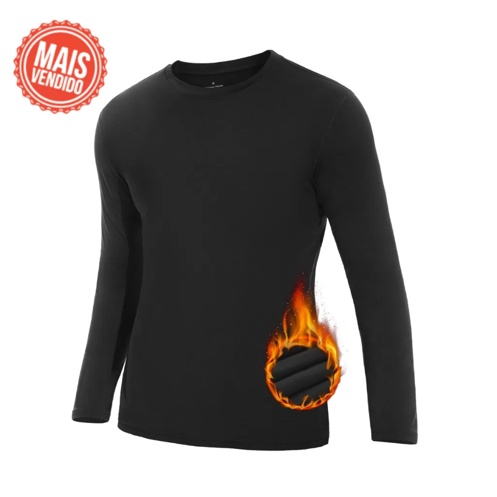 Camisa Térmica Masculina Peluciada Manga Longa Segunda Pele Para Inverno Com Proteção UV 50+