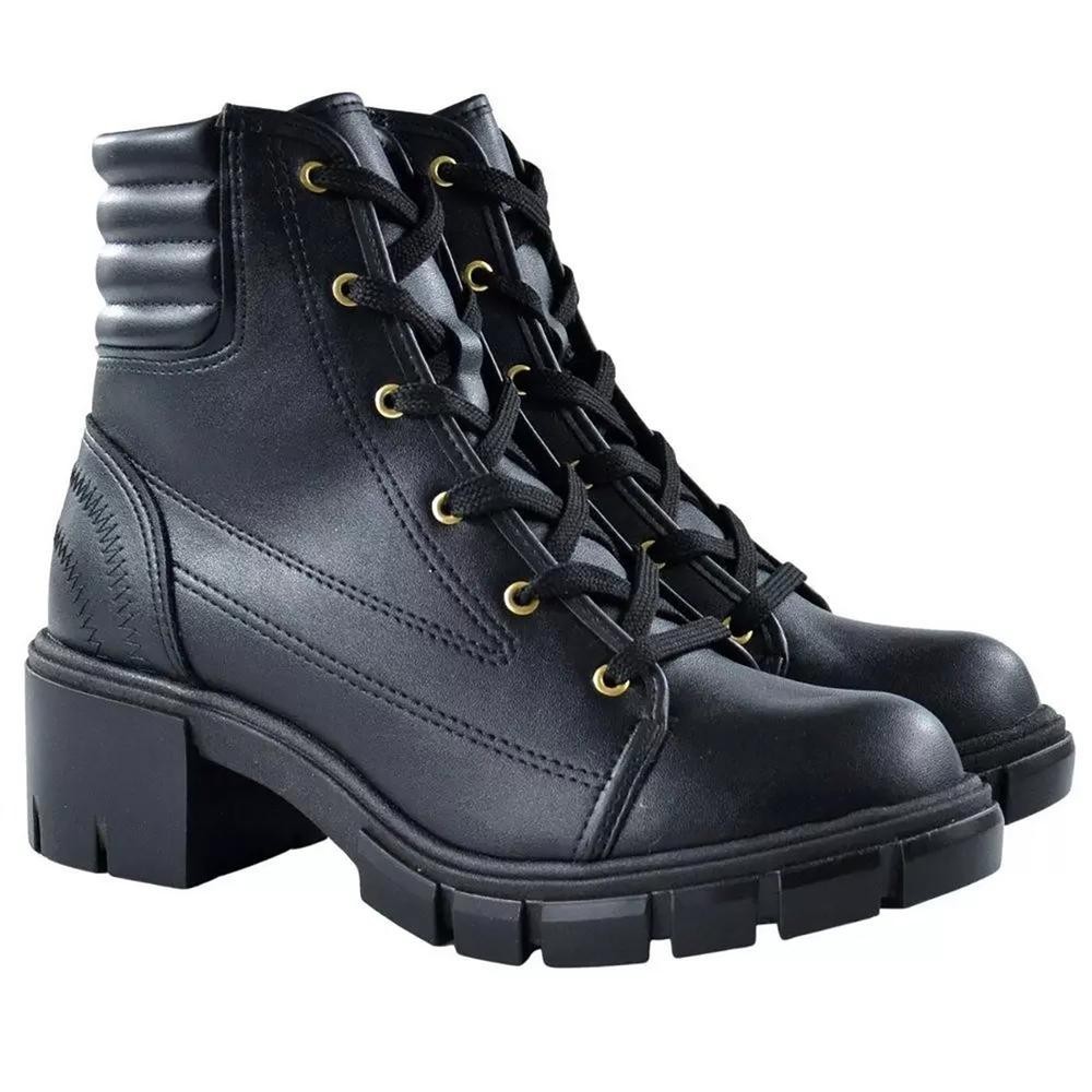 Bota Coturno Moleca Tratorada Salto Bloco – Preto