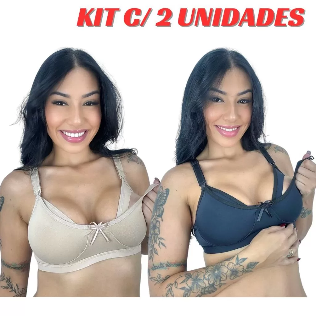 Kit 2 Sutiã Amamentação Microfibra Reforçado Abertura Frontal