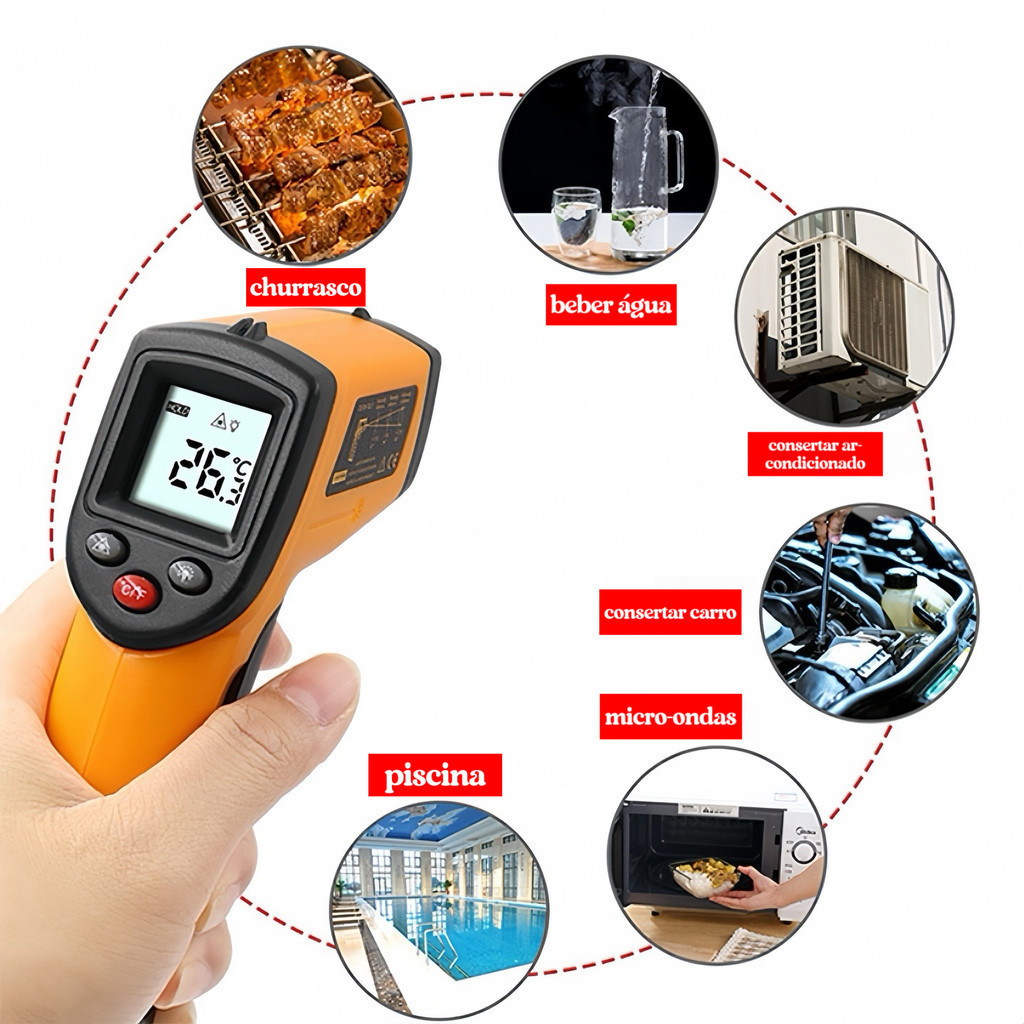 Termômetro Digital Infravermelho Laser Medição Temperatura Industrial -55.c ~ 400.c