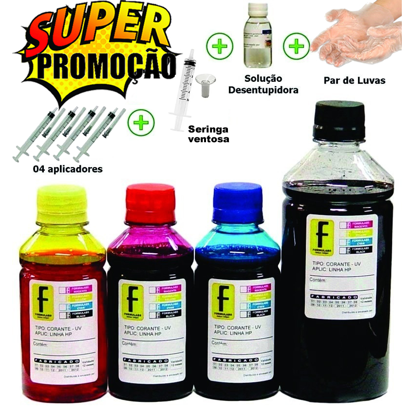 500ml Kit Tinta Recarga Cartucho Hp 61 662 122 901 60b 74 664 60 Com Sugador + Manual  instruções