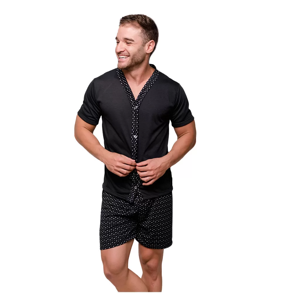 Pijama Masculino Com Botões Diones Modelagem Confortável Para Noites Tranquilas de Descanso