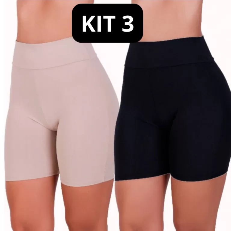 KIT 3 Short Segunda Pele Calção Feminino Anágua