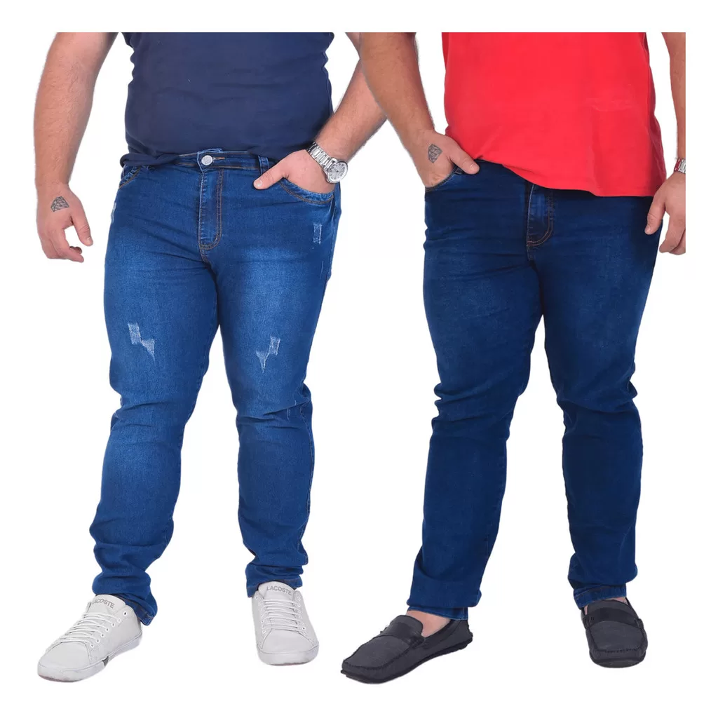 Kit 2 Calças Jeans Plus Size Masculina Lycra Grande G1 G2 G3 Moda Grande Premium