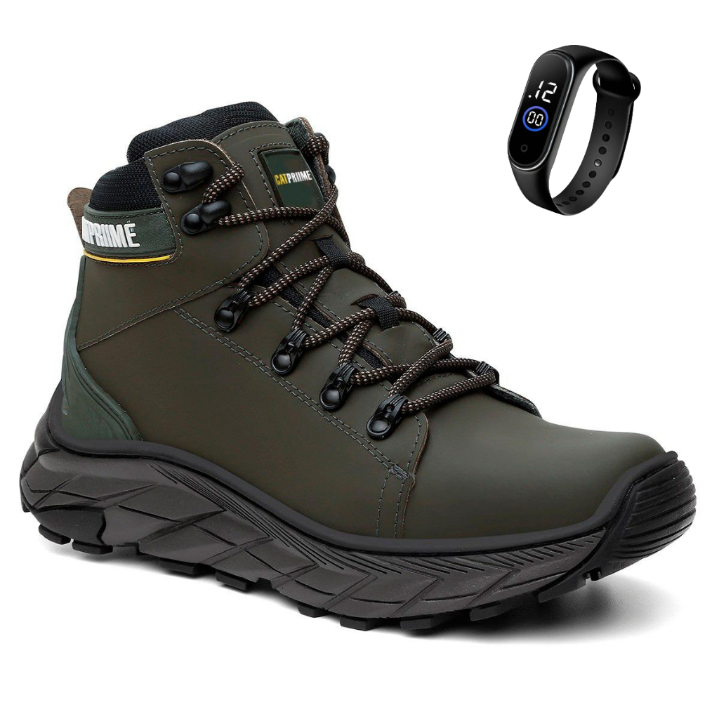 Bota Coturno Masculina Couro Premium Palmilha em Gel Bico PVC Original CATPRIIME com C.A 47.751