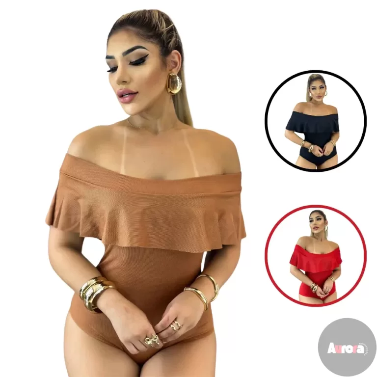 Kit 3 Body Bori Feminino de Malha Ribana Ciganinha