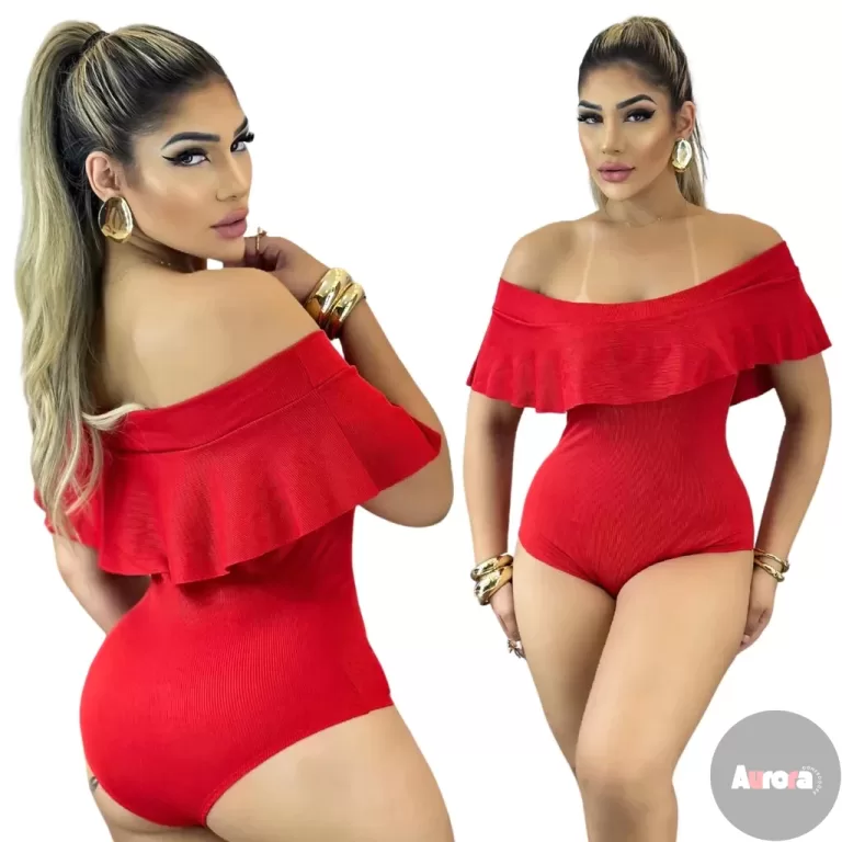 Bori Body Feminino Malha Ribana Vermelho Ciganinha