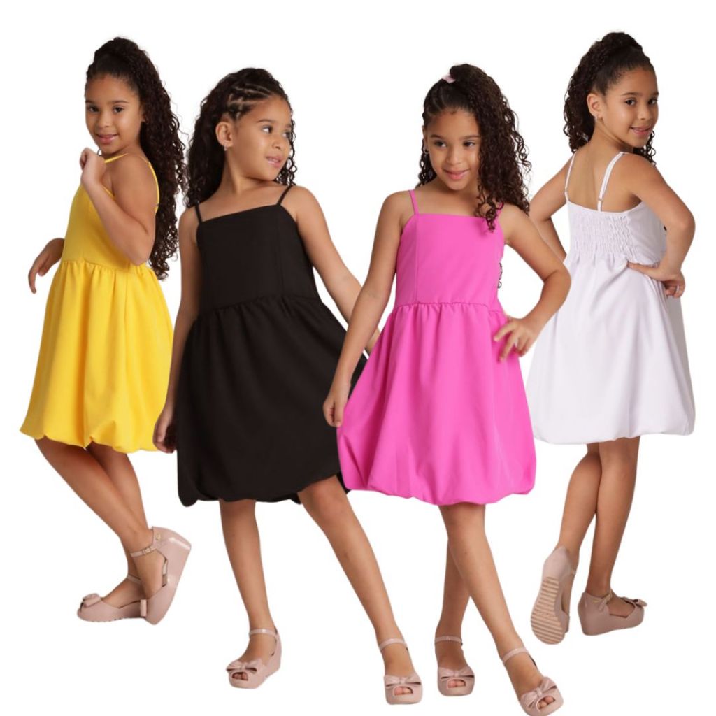 Vestido Infantil Menina Balonê Alcinha Midi Verão Festas e Lazer Conforto e Elegância para a Pequena
