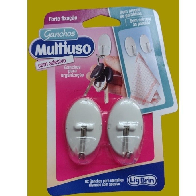 KIT 2 Ganchos Multiuso com adesivo