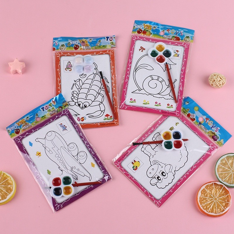 10 Conjunto Crianças Pintura Brinquedos Cor Fundo Aquarela Graffiti Brinquedo Presentes De Natal