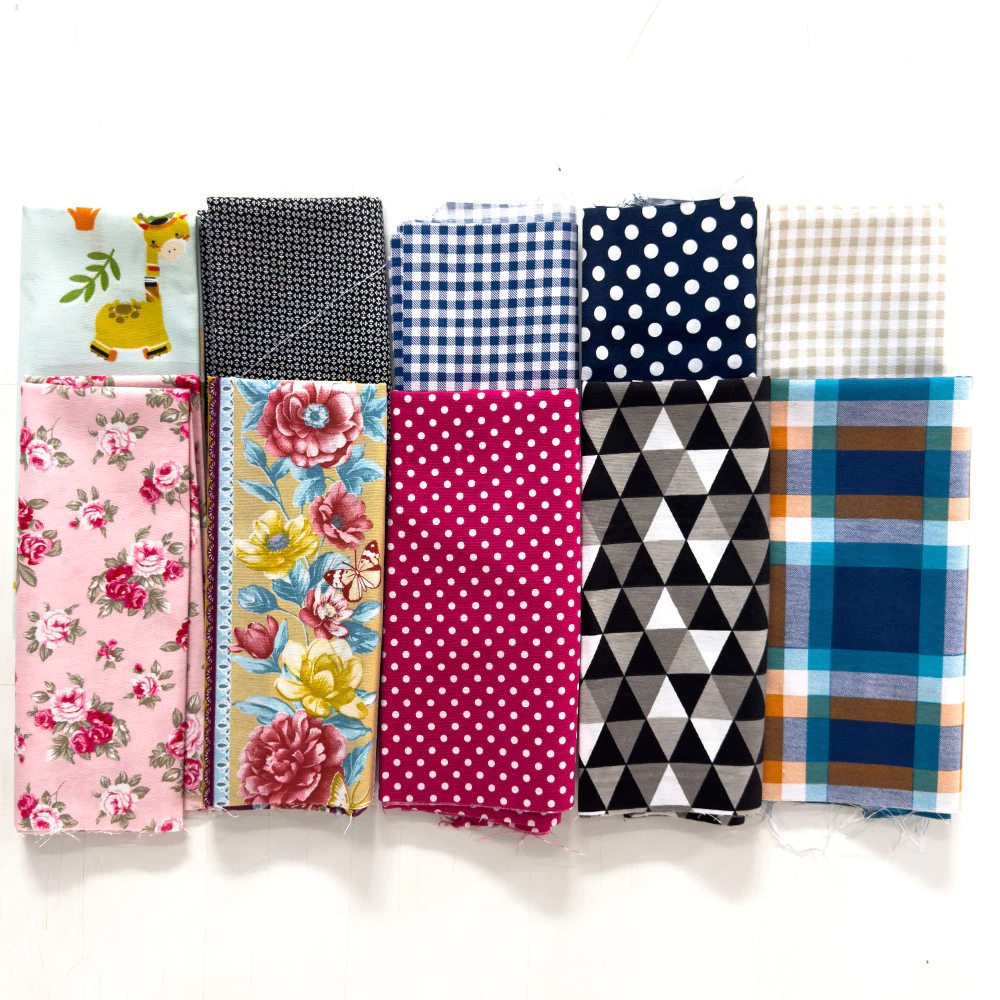 Kit Retalhos de Tricoline Tecido Estampado 10 CORTES 0,50×1,40 RENDA EXTRA PATCHWORK