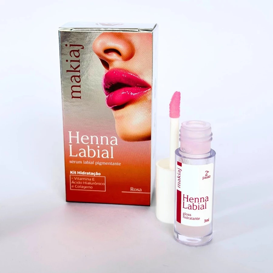 Henna Labial Makiaj Rosa e Vermelha 3ML Hidratante – Envio Imediato