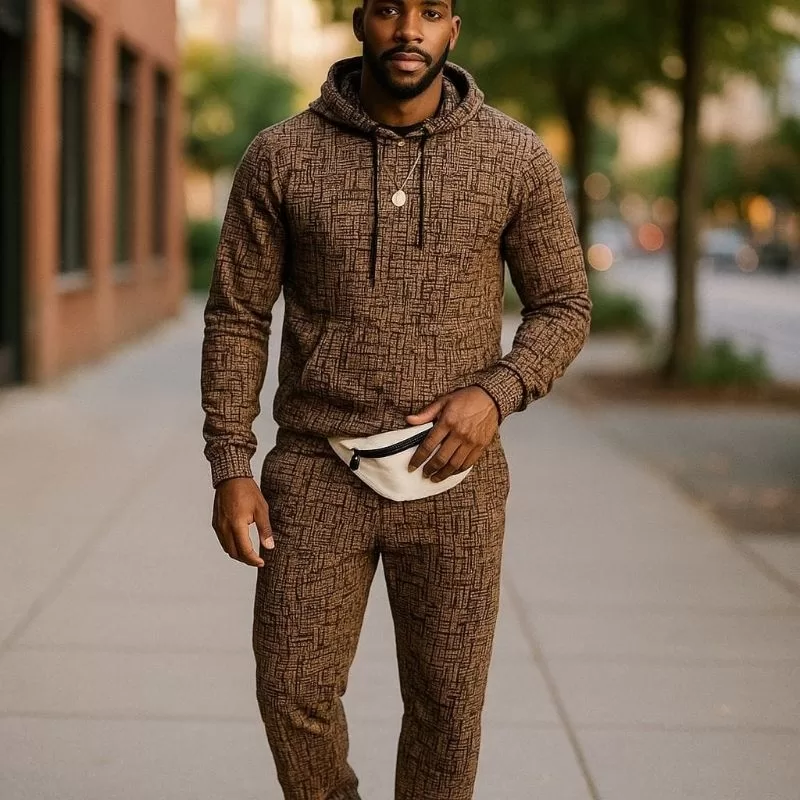 Conjunto Masculino de Malha Grafite Tweed Importado