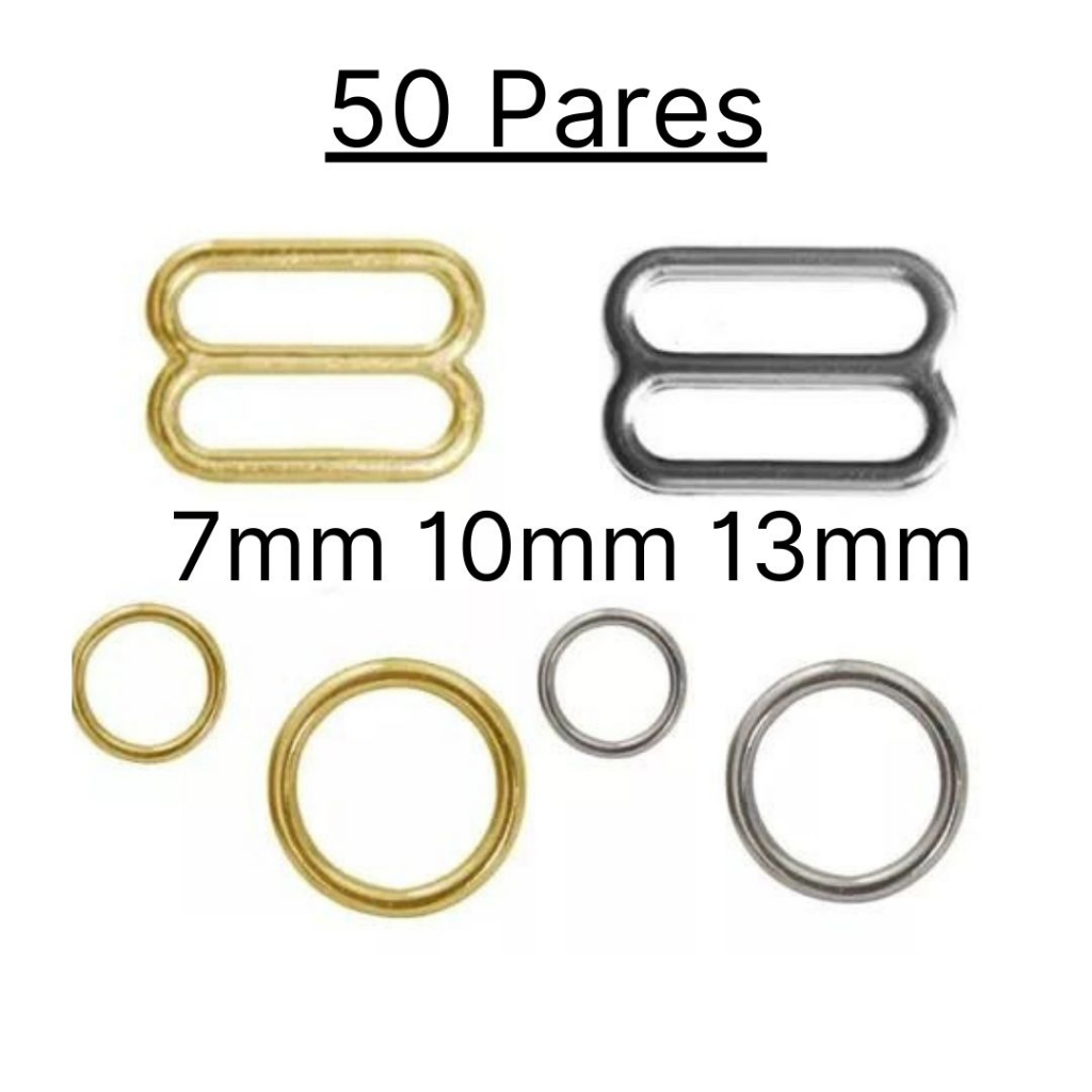 50 Pares de Argola e Regulador de Metal Para Alça de Sutiã