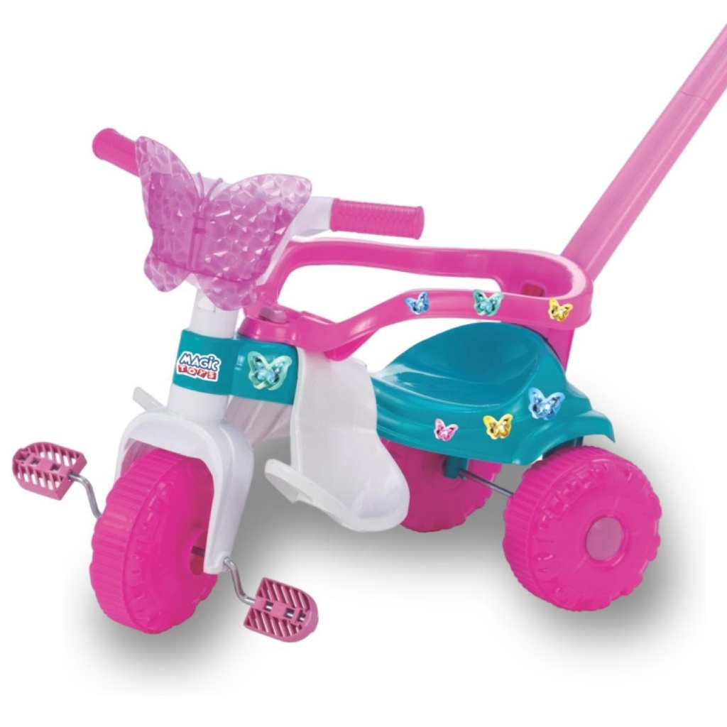 Carrinho de Passeio Triciclo Motoca Infantil Butterfly Rosa – Magic Toys Sem Luz