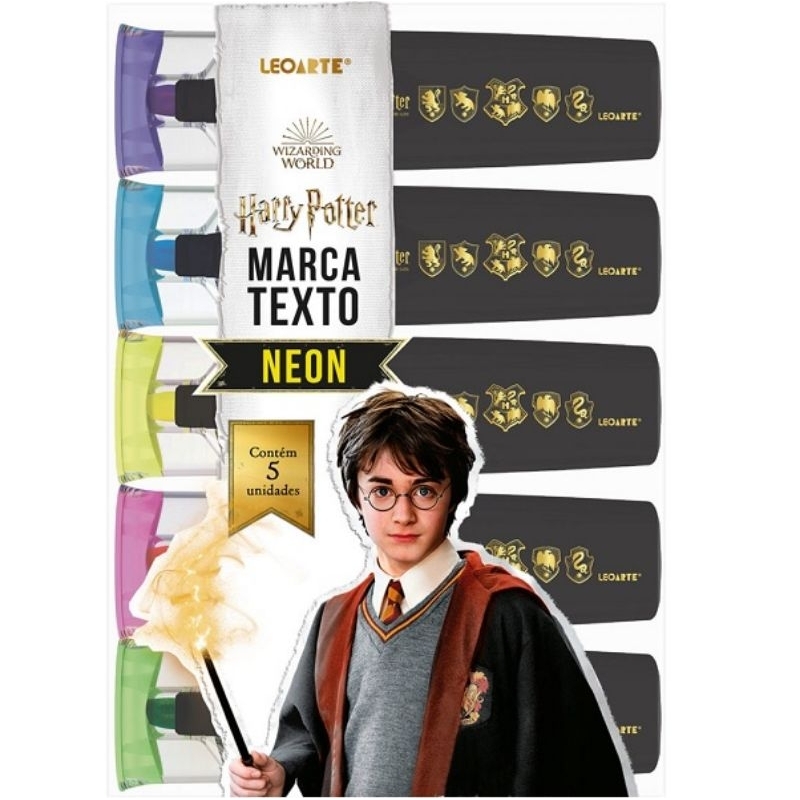 Marca-Texto Harry Potter Estojo C/ 5 Cores – Leoarte