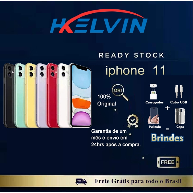 iPhone11 64/128GB novo vitrine saúde bateria 100%