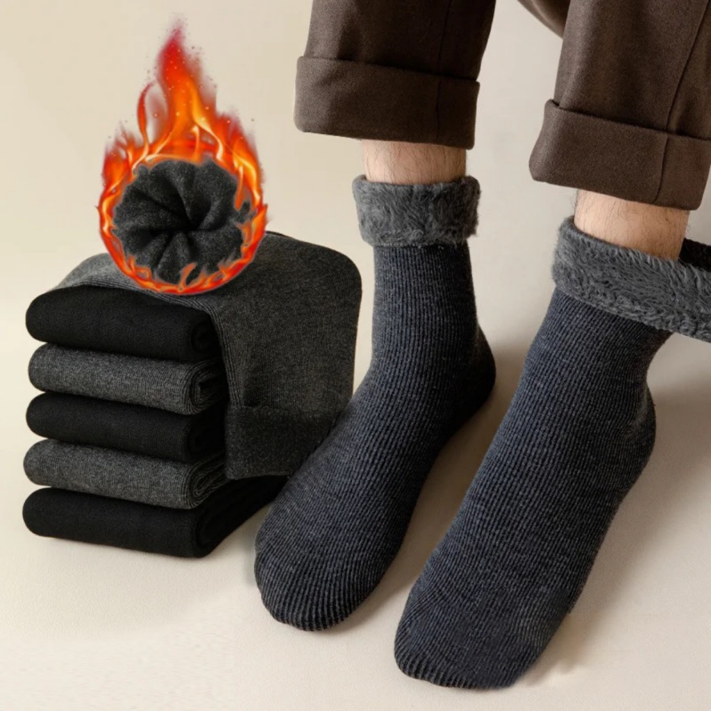 Kit de Meias Térmicas Forradas  Quentes e Confortáveis para o Inverno