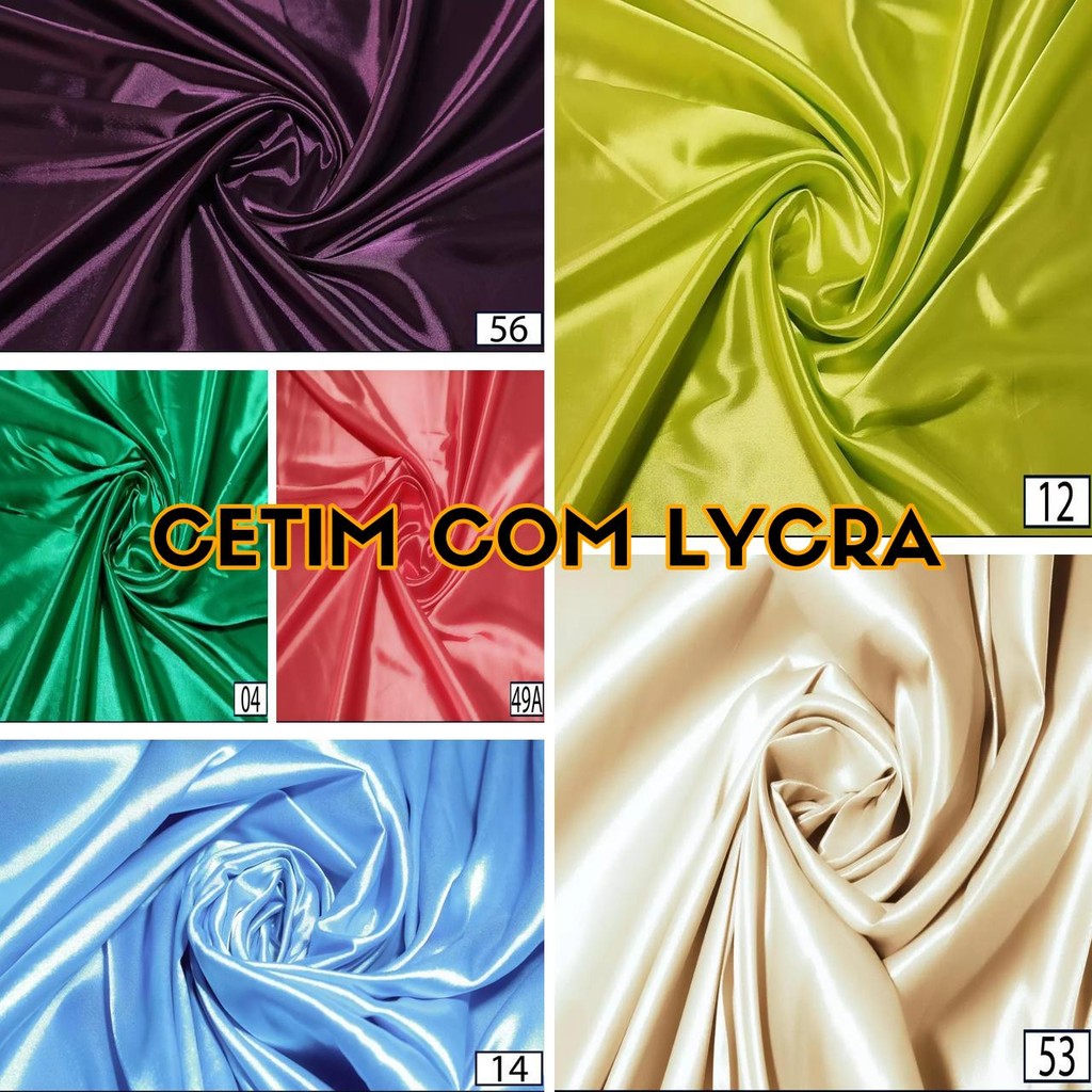 5 Metros Tecido Cetim Com Lycra Elastano – Várias Cores (5m x 1,47m)