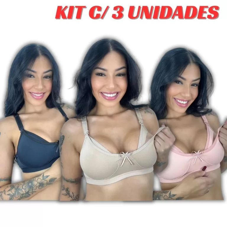 Kit 3 Sutiã Amamentação Microfibra Reforçado A