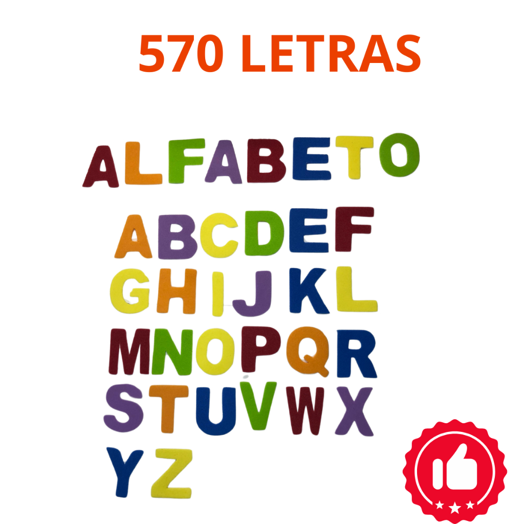 APLIQUE EM EVA KIT LETRAS MÓVEL PACOTE COM 615 UNIDADES alfabeto de eva TAMANHO DE 3CM CADA LETRA