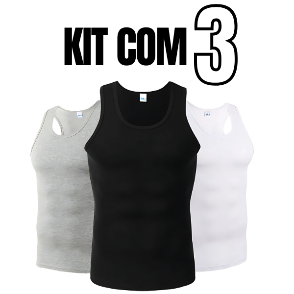 Kit 3 Regata Americano Canelada Masculina Básica 