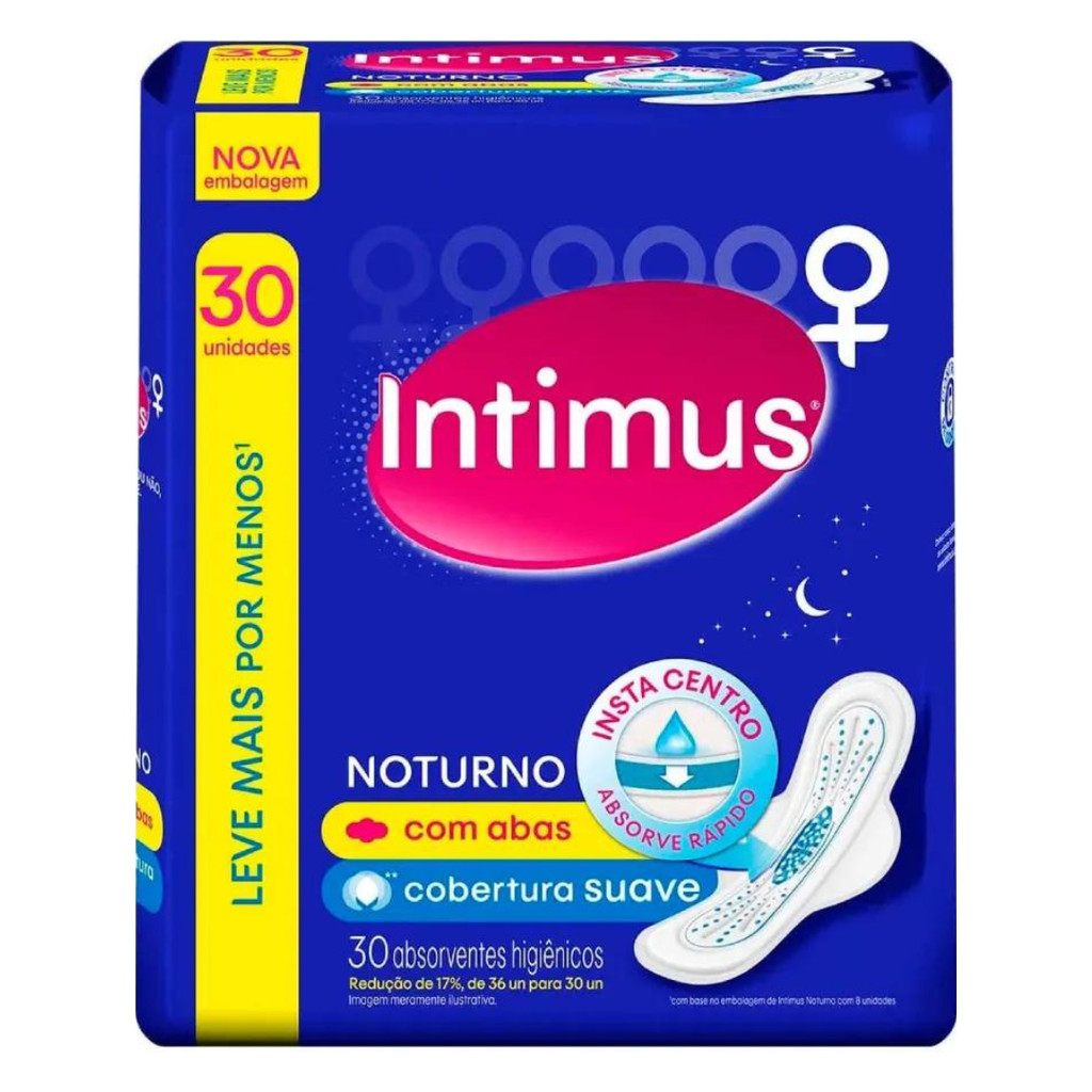 Absorvente Intimus Noturno Suave Com Abas Com 30Un