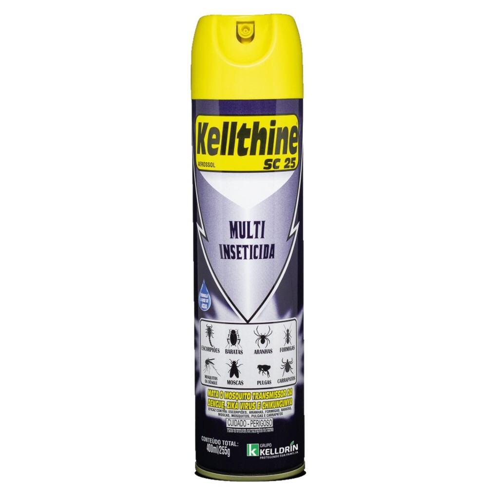 Kellthine SC25 Multi-Inseticida Aerosol Eficaz Contra Dengue Escorpiões Baratas Aranhas Formigas 450