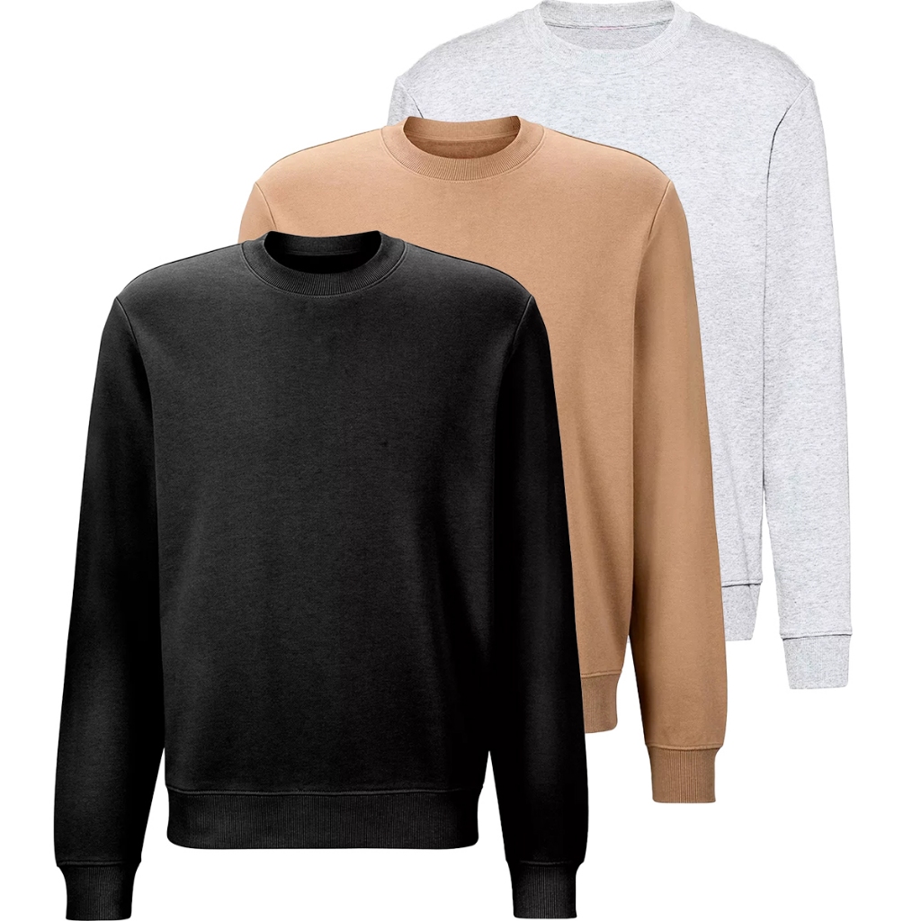 Kits Moletom Gola Redonda  Liso Básico Moletom Feminino Masculino