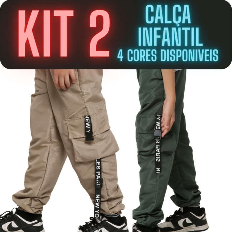 KIT 2 Calça Infantil Menino Tactel 10 12 14 Anos 
