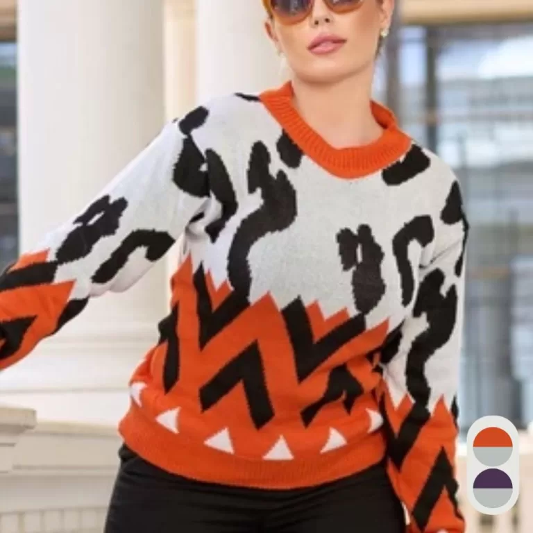 Blusa Tricô Feminina Modal Manga Longa Estampa Ab