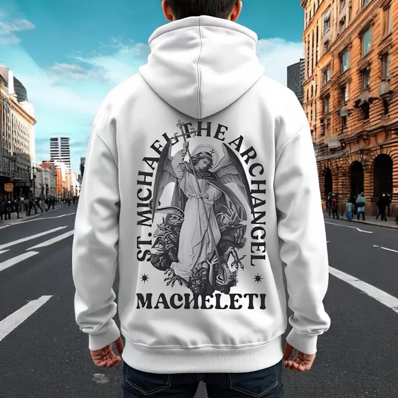 Moletom Canguru Masculino Flanelado Streetwear Blusa de Frio com Capuz Anjo Angel Unissex