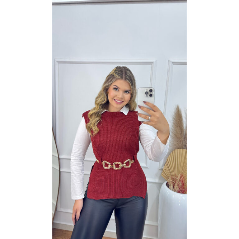 Colete Feminino Tricot Fang Inverno Frio Tricô Pu