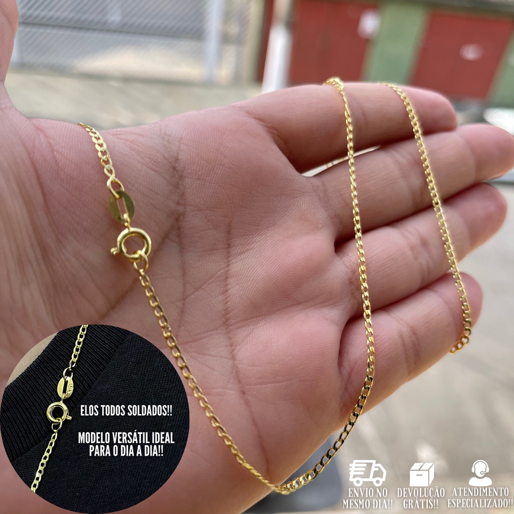 Corrente Masculina De Ouro Grumet 2mm 70cm Banhada a Ouro 18k Cordão C/Garantia