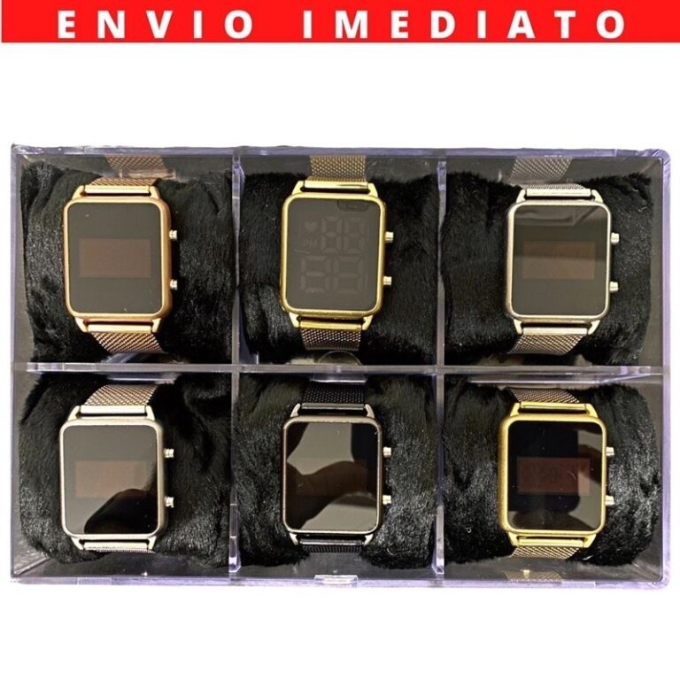 Kit 6 Relógios Atacado Led + 6 Caixas | Premium F