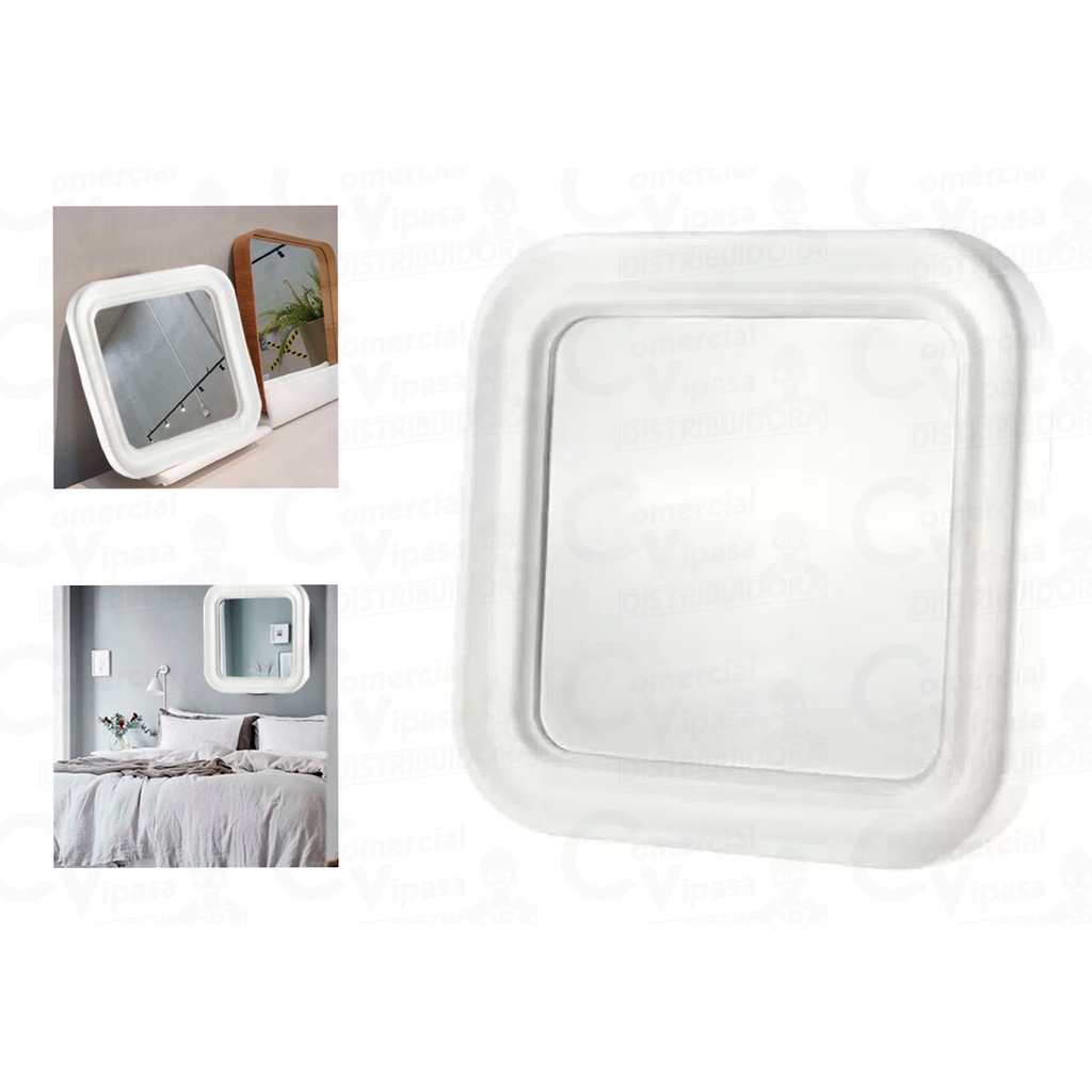 Espelho Quadrado Para Banheiro Portátil Móvel Pia Barba Maquiagem Penteado Branco PVC – WESTERN