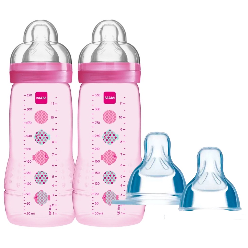 Kit De Mamadeira Mam Easy Active 330ml + 2 Bicos X 6+ MAM