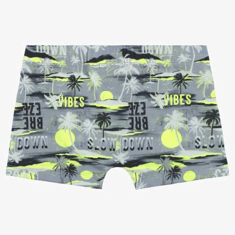 Sunga Boxer Infantil com Proteção UV Cinza Neon 