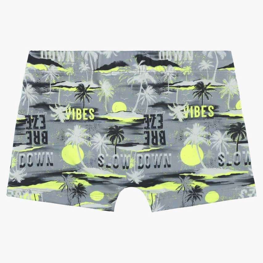 Sunga Boxer Infantil com Proteção UV Cinza Neon Abstrato Quimby Tamanho 2