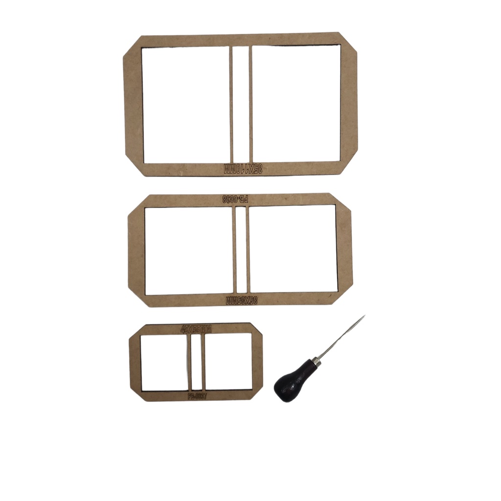 kit 03 Gabaritos Post It Moldura Dupla Cartonagem Encadernação gratís agulhão furador