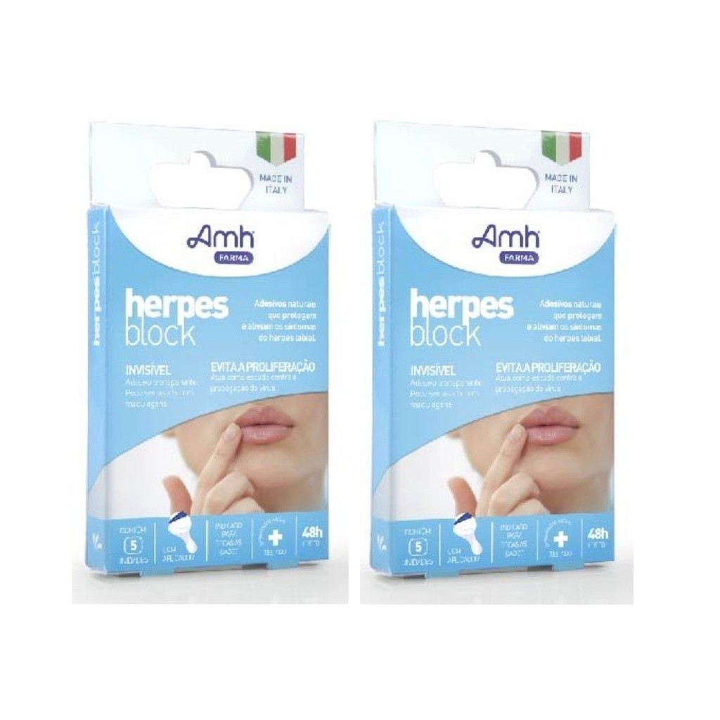 Kit 2 Herpes Block ® Adesivos Transparentes P/ Herpes Labial