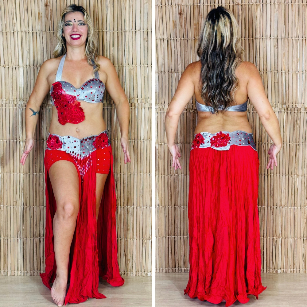 [Liquidação] Dança do Ventre Traje Bordado Completo  – Pronta Entrega – TPCL-445