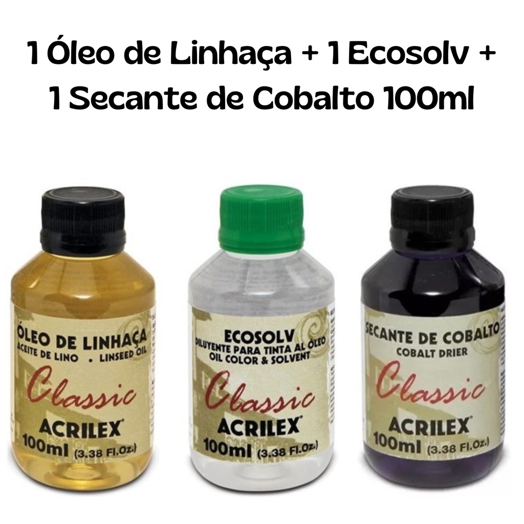 Óleo de Linhaça + Ecosolv + Secante Cobalto 100ml Acrilex