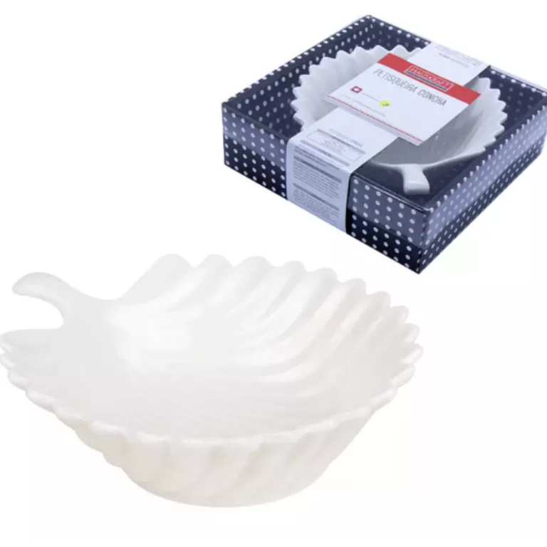 Petisqueira Bowl Concha Porcelana Branca 17cm  