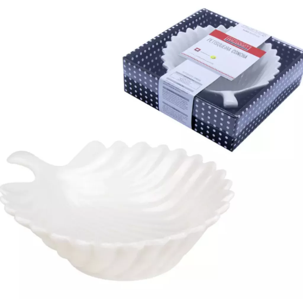 Petisqueira Bowl Concha Porcelana Branca 17cm – Hauskraft