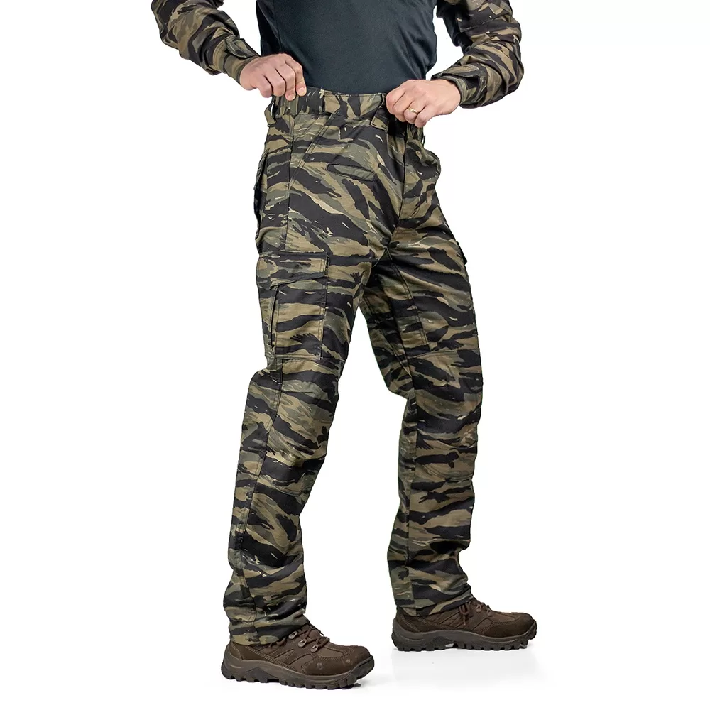 Calça Cargo Defender Safo Tiger Jungle Ripstop Camuflada 8 Bolsos Profissional Resistente UV50+