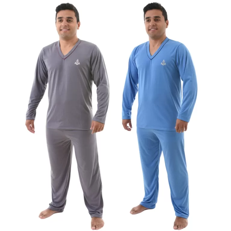 Kit 2 Pijama Masculino Longo Adulto Blusa Manga Co