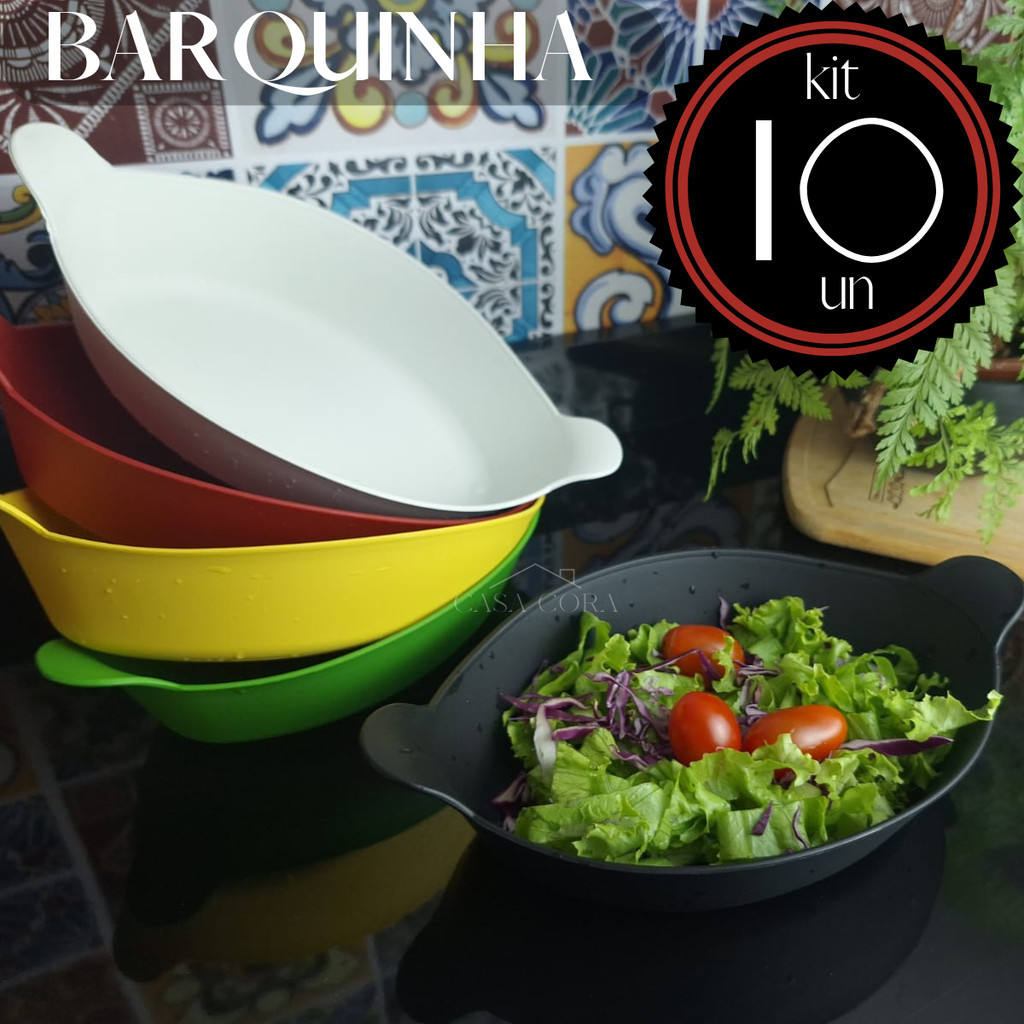 Kit 10 Tigelas Barquinha Vasilha Para Petiscos Pote Cumbuca Petisqueira Caldos Servir Petiscos Festa